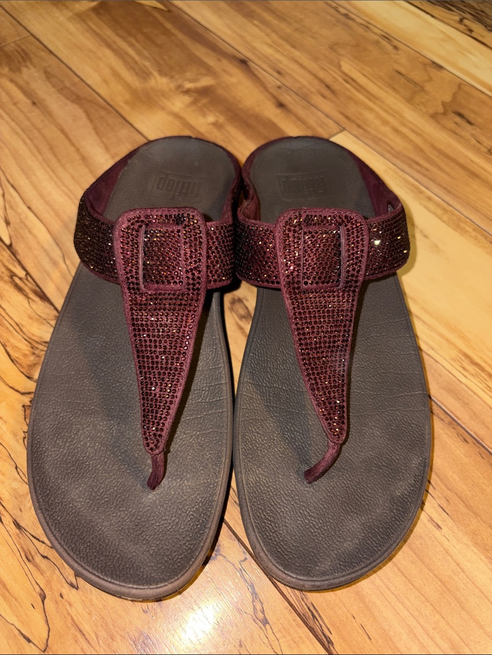 Fitflop Purple Gem Sparle Thong sandal Comfort Walking Bling size 9